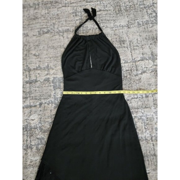 Cache Women's Black Taffeta Halter Asymmetric Hem Cocktail Dress Size Medium NWT - Picture 7 of 10